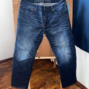 American Eagle Outfitters Blue Relaxed Jeans with Natural Fading